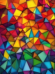 Fototapeta premium A vibrant geometric pattern with intersecting colorful shapes creating an abstract mosaic.