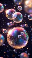 Floating Bubbles Dark Space Background