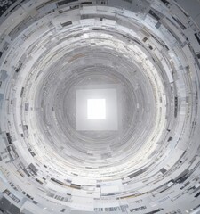 White square amidst a swirling vortex of code and data, digital chaos, cyberpunk atmosphere