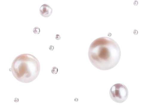 collection of high quality pearls isolated on transparent background