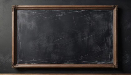 Distressed chalkboard with worn wooden frame and aged ink marks, vintage,  aged,  wood
