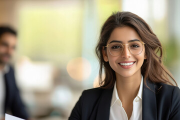 Obraz premium young indian business woman working at office