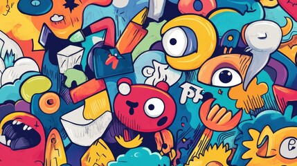 Collection of colorful whimsical hand drawn doodles sketches and icons perfect for adding a playful creative touch to designs branding and digital projects