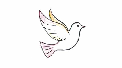 Fototapeta premium Sketch-style dove of peace in flight with colorful wing accents