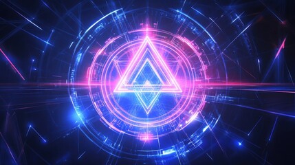 Naklejka premium A modern illustration of abstract tuning symbols for lines and triangles, connecting networks on a blue background.
