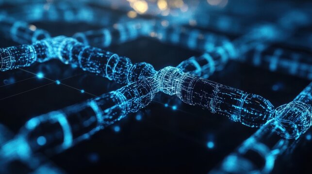 A detailed blockchain network diagram illustrating the interconnected nodes and decentralized architecture of a blockchain system. This graphic representation highlights the flow of information.
