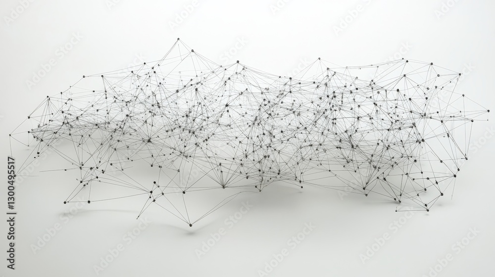 Poster conceptual image representing a social network with interconnected nodes and lines on a light backgr