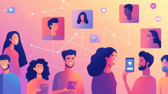 Professionals networking with AIpowered matchmaking apps, networking, smart connections
