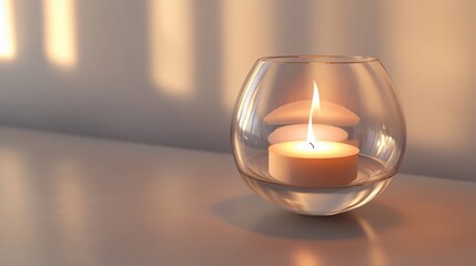 Serene Lit Candle in Glass Holder Warm Ambient Light Home Decor Relaxation