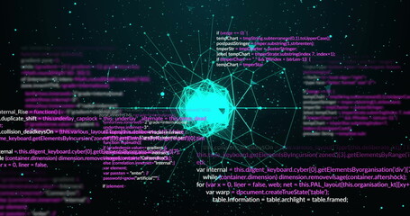 Fototapeta premium Image of data processing and globe over stars