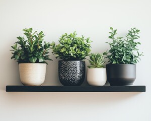 Stylish Indoor Plants on Floating Shelves