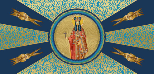 Saint Helena (Ana-Neda). Religious decorative dome with seraphim. Illustration in Byzantine style