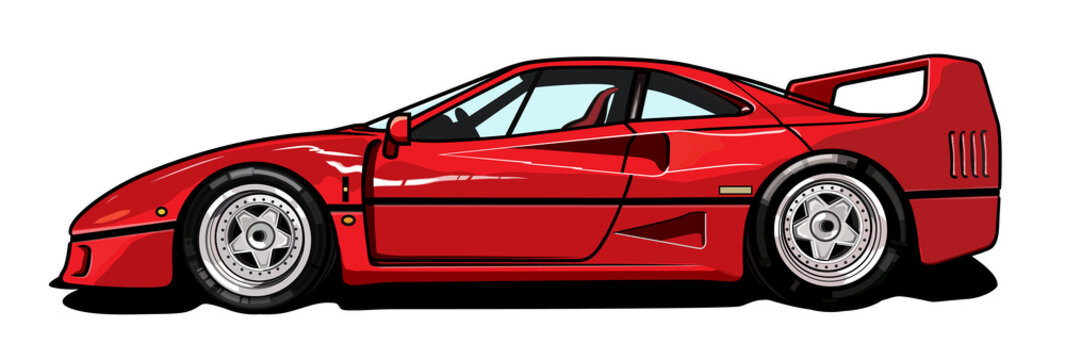 伝説の記念碑的赤いスーパーカー　イラスト