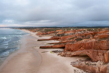 Aerial View of Stunning Ocean Coastline in Portugal