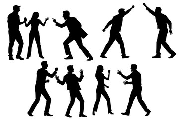 shadow shilloute People  are showing quarrel gesture Yelling at each other