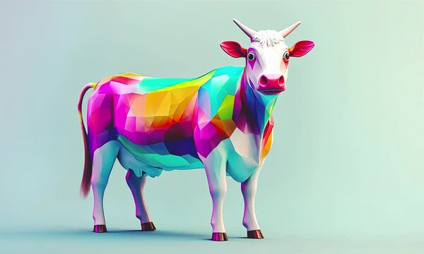 Funny colorfull cow character. 