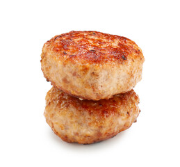Two delicious roasted patties isolated on white