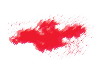 Red paint stain isolated on white background.Smear and texture of lipstick or acrylic paint isolated on white background. Stroke of lipgloss or liquid nail polish swatch smudge sample.