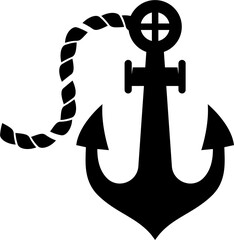 Anchor with rope. Vector illustration isolated on white background