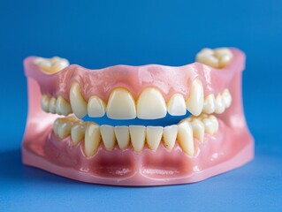 Obraz premium Full Denture Model on Blue Background