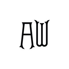 AW monogram logo design letter text name symbol monochrome logotype alphabet character simple logo