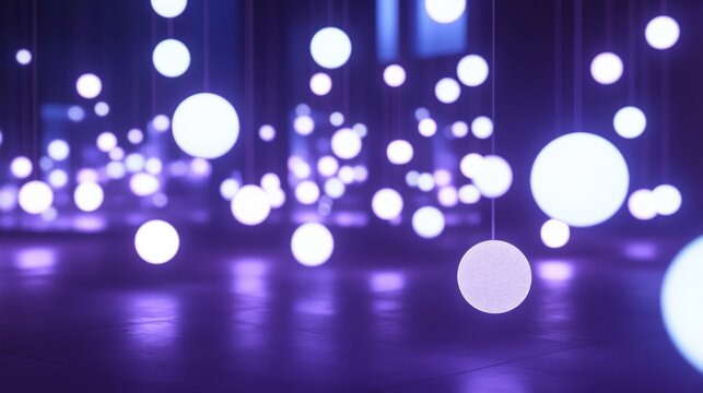the air is filled with a subtle glow from floating programmable light orbs that adapt to the mood of the space.