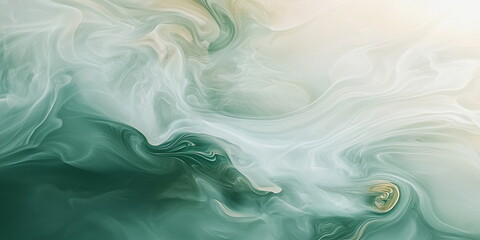 Fototapeta premium Abstract texture of green and beige. A delicate background of smoke