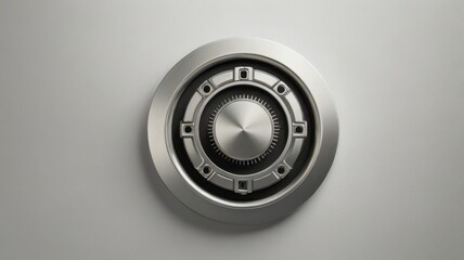 Minimalist Silver Throttle Icon Isolated on White Background With Metallic Texture and Circular Design