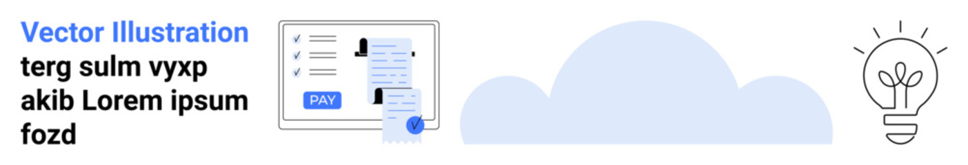 Task list on digital interface, cloud storage integration, and glowing light bulb symbolizing ideas. Ideal for productivity, teamwork, cloud computing, creativity, innovation, tech solutions