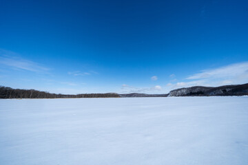 frozen lake in Abashiri , Hokkaido, Japan