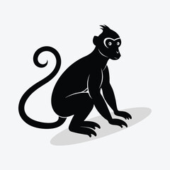 A cute cartoon monkey animal silhouette simple flat design vector.