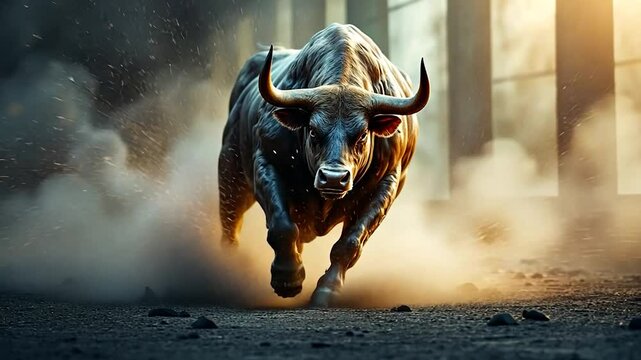Charging Bull: A Majestic Display of Power and Strength