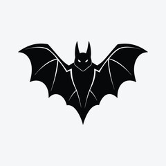 A cute bat animal silhouette simple flat design vector.