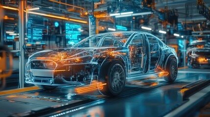 Fototapeta premium AI-powered vehicle maintenance assistant that predicts mechanical failures, schedules repairs, and provides real-time diagnostics