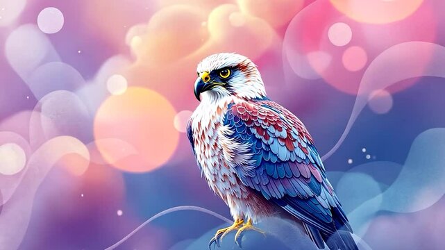 Majestic Hawk in Dreamy Hues: A Digital Art Masterpiece