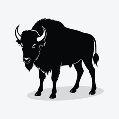 a black and white silhouette of a bison.