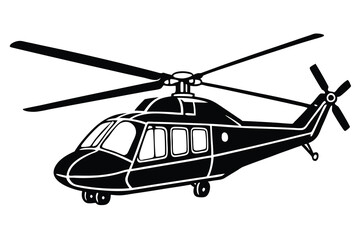helicopter silhouette in black isolated on white background