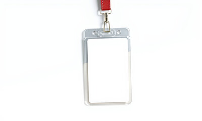 Clear badge holder with red lanyard, ideal for ID display and events. Perfect for conferences, meetings, and professional use