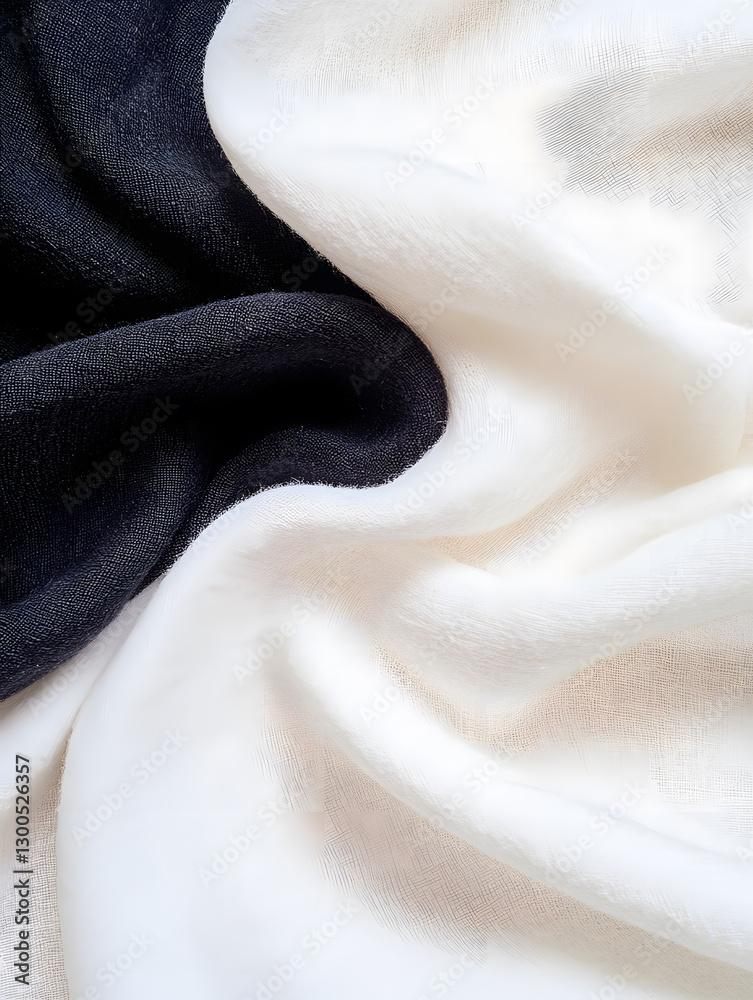 Poster Soft fabric blending black and white textures in an elegant pattern