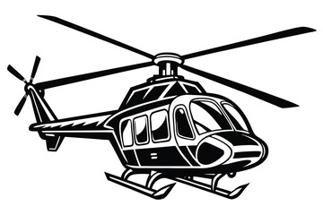 helicopter silhouette in black isolated on white background