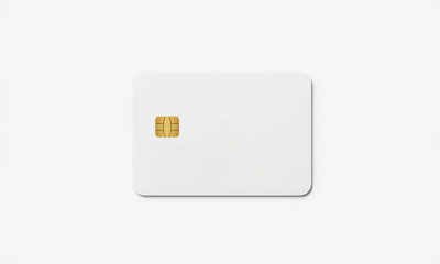 blank bank card mockup with gold chip on white background, ideal for showcasing designs or branding