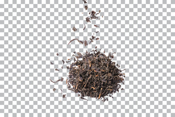 Pile of Loose Black Tea Leaves isolated on transparent background