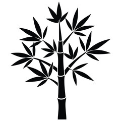 Minimalist Bamboo Tree Icon Silhouette for Nature Designs