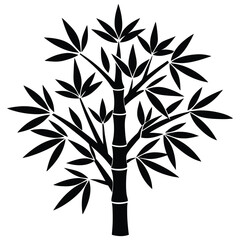 Minimalist Bamboo Tree Icon Silhouette for Nature Designs