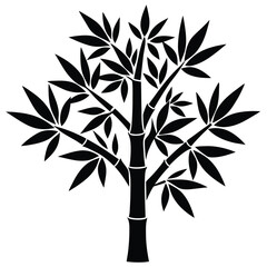 Minimalist Bamboo Tree Icon Silhouette for Nature Designs