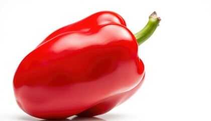 Vibrant red bell pepper, glossy skin, isolated, color, organic