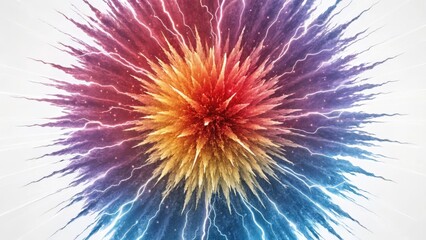 Obraz premium A dynamic and colorful explosion of abstract technological elements, each one glowing in a different hue