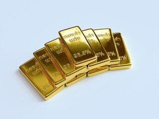 3d render gold bar with thai word isolated on white