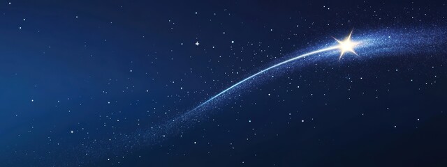 Obraz premium Bright Star with Glowing Trail Against Deep Blue Night Sky