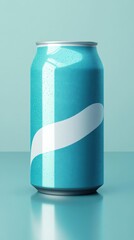 Fototapeta premium Bright Teal Can with Minimalist Design and Water Droplets